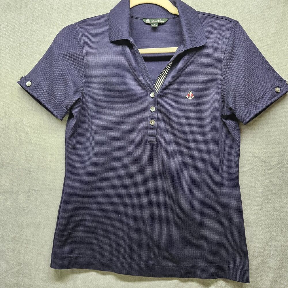 Brooks Brothers Womens Blue Polo Shirt Size Small Nautical Sailor Preppy